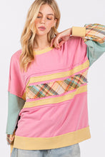 Load image into Gallery viewer, SAGE + FIG Mineral Wash Raw Edge Color Block Sweatshirt
