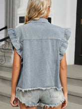 Load image into Gallery viewer, Raw Hem Cap Sleeve Denim Jacket

