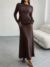 Load image into Gallery viewer, Devine Ruched Long Sleeve Maxi Dress
