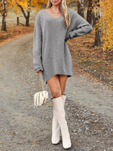 Load image into Gallery viewer, V-Neck Dropped Shoulder Sweater Dress
