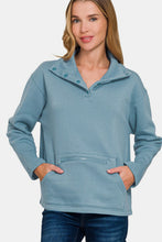 Load image into Gallery viewer, Zenana Turtleneck Half Snap Fleece Sweatshirt
