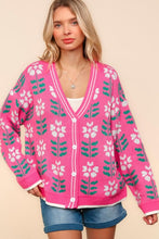 Load image into Gallery viewer, Haptics Full Size Floral Jacquard V-Neck Button Up Cardigan
