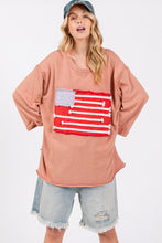 Load image into Gallery viewer, SAGE + FIG Full Size American Flag Patch Drop Shoulder T-Shirt
