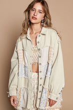 Load image into Gallery viewer, POL Raw Hem Patchwork Dropped Shoulder Jacket
