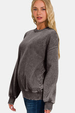 Load image into Gallery viewer, Zenana Full Size Acid Wash Fleece Long Sleeve Sweatshirt
