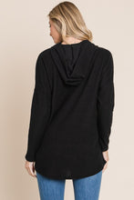 Load image into Gallery viewer, BOMBOM Contrast Drawstring Drop Shoulder Knit Hoodie
