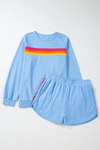 Load image into Gallery viewer, Full Size Contrast Striped Round Neck Top and Shorts Set
