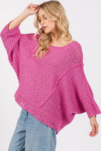 Load image into Gallery viewer, SAGE + FIG Distressed Asymmetrical Open Stitch Sweater
