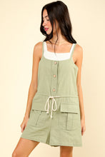Load image into Gallery viewer, VERY J Half Button Drawstring Sleeveless Romper

