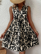 Load image into Gallery viewer, Printed Notched Sleeveless Mini Dress
