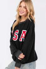Load image into Gallery viewer, SAGE + FIG USA Letter Patch Round Neck Sweatshirt
