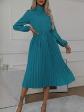 Load image into Gallery viewer, Mock Neck Long Sleeve Pleated Dress
