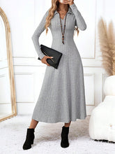 Load image into Gallery viewer, Ribbed Johnny Collar Long Sleeve Dress
