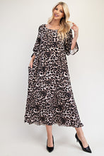 Load image into Gallery viewer, Celeste Full Size Leopard Round Neck Flounce Sleeve Dress

