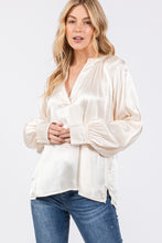 Load image into Gallery viewer, SAGE + FIG Notched Long Sleeve Blouse
