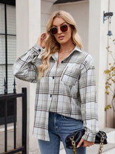 Load image into Gallery viewer, Mandy Pocketed Plaid Collared Neck Long Sleeve Shirt
