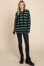Load image into Gallery viewer, BOMBOM Drawstring Striped Dropped Shoulder Hoodie

