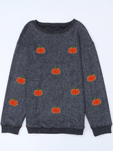 Load image into Gallery viewer, Pumpkin Round Neck Long Sleeve Sweatshirt
