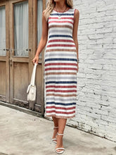 Load image into Gallery viewer, Slit Striped Round Neck Tank Dress
