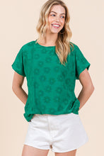 Load image into Gallery viewer, BOMBOM Textured Floral Pattern Short Sleeve T-Shirt
