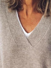 Load image into Gallery viewer, V-Neck Dropped Shoulder Sweater
