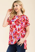 Load image into Gallery viewer, Celeste Full Size Round Neck Short Sleeve Floral T-Shirt
