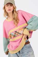 Load image into Gallery viewer, SAGE + FIG Mineral Wash Raw Edge Color Block Sweatshirt
