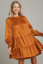 Load image into Gallery viewer, Umgee Smocked Leopard Long Sleeve Tiered Dress
