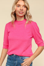 Load image into Gallery viewer, Haptics Tied Back Mock Neck Half Sleeve Knit Top
