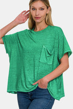 Load image into Gallery viewer, Zenana Pocketed Round Neck Dropped Shoulder T-Shirt
