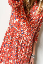 Load image into Gallery viewer, Plus Size Printed Notched Long Sleeve Dress
