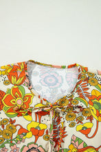 Load image into Gallery viewer, Printed Tie Neck Balloon Sleeve Mini Dress
