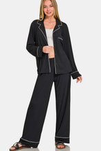 Load image into Gallery viewer, Zenana Button Down Long Sleeve Top and Pants Lounge Set
