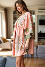 Load image into Gallery viewer, Printed V-Neck Three-Quarter Sleeve Mini Dress
