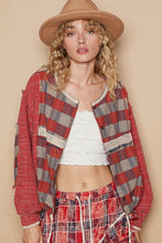 Load image into Gallery viewer, POL Round Neck Long Sleeve Plaid Shirt

