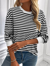 Load image into Gallery viewer, Ivy Lane Striped Round Neck Long Sleeve Sweatshirt
