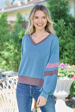 Load image into Gallery viewer, Hailey &amp; Co Color Block V-Neck Cropped sweatshirt
