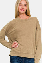 Load image into Gallery viewer, Zenana Washed Round Neck Dropped Shoulder Sweatshirt
