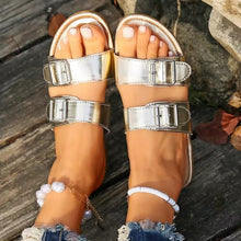 Load image into Gallery viewer, Open Toe Double Buckle Sandals
