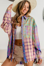 Load image into Gallery viewer, BiBi Plaid Color Block Button Up Shirt
