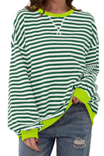 Load image into Gallery viewer, Striped Round Neck Long Sleeve Sweatshirt
