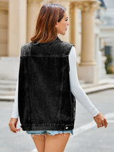 Load image into Gallery viewer, Pocketed Button Up Sleeveless Denim Jacket
