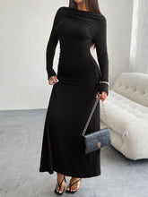 Load image into Gallery viewer, Devine Ruched Long Sleeve Maxi Dress
