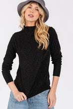 Load image into Gallery viewer, SAGE + FIG Glitter Mock Neck Lettuce Hem Long Sleeve Top
