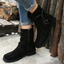 Load image into Gallery viewer, Suede Side Zip Round Toe Boots
