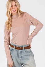 Load image into Gallery viewer, SAGE + FIG Glitter Mock Neck Lettuce Hem Long Sleeve Top
