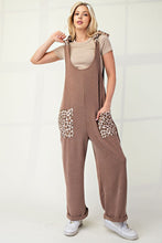 Load image into Gallery viewer, Celeste Full Size Ribbed Leopard Tied Shoulder Overalls
