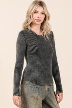 Load image into Gallery viewer, Mittoshop Mineral Wash Fitted Long Sleeve Rib Knit Top
