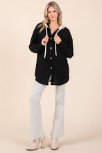 Load image into Gallery viewer, BOMBOM Textured Button Down Drawstring Hooded Shacket
