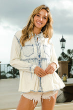 Load image into Gallery viewer, BiBi Snap Down Peplum Washed Shirt
